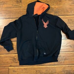 Men’s Black Hoodie with Orange Lining